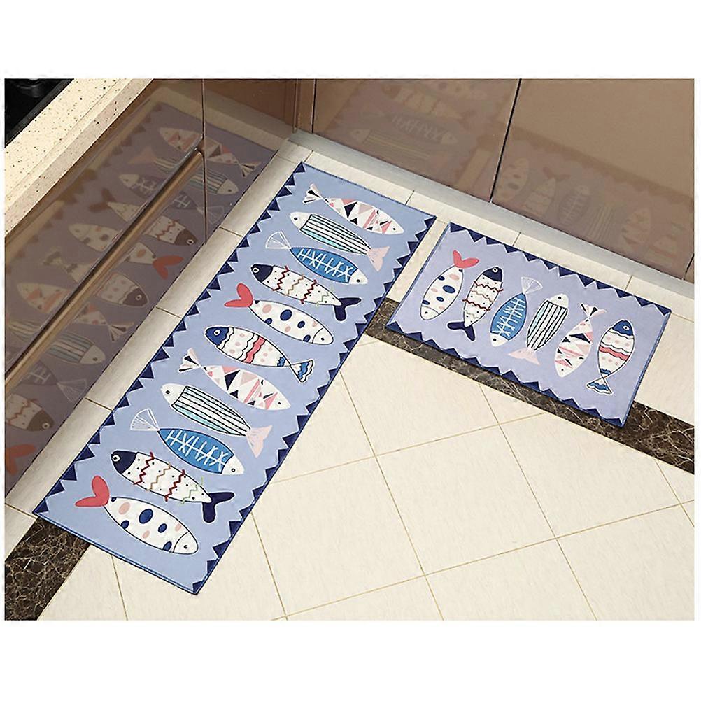 Fish Rug Cartoon Fish Patterned Rectangular Home Floor Mat Multi 40x120cm Non-Slip 1Pack