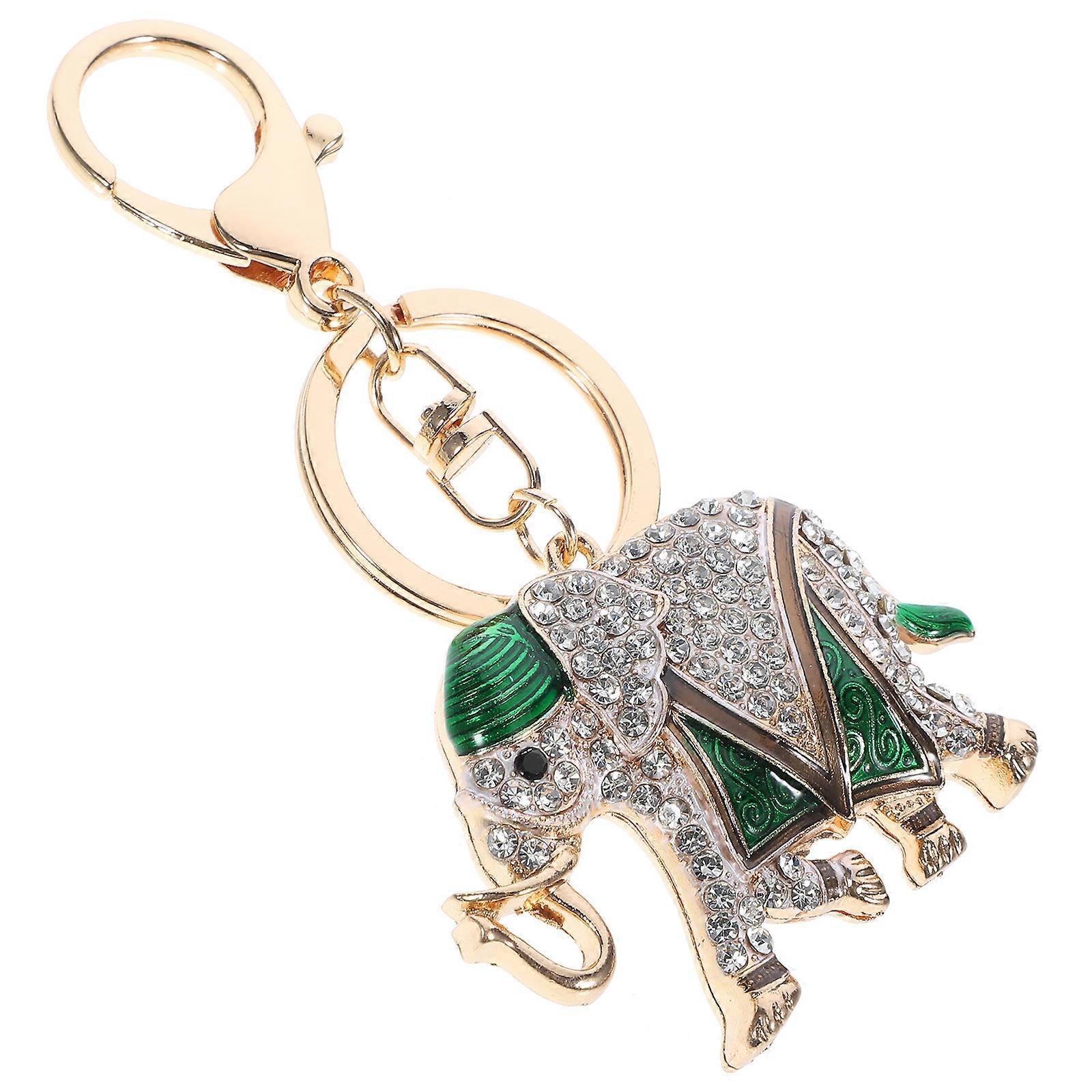 Cute Car Keychain Elephant Shape Zinc Alloy Rhinestone For Animal Lovers 1Pcs