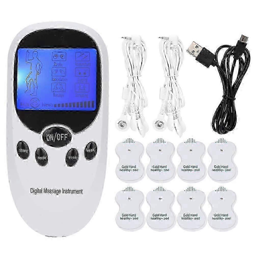 Pain Therapy Device, 2 Channels Tens Stimulation Current Device With 8 Electrode Pads