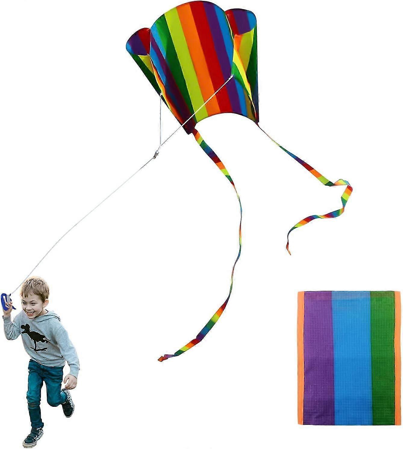 Kite For Children - Rainbow Pocket Kite With Long Tail