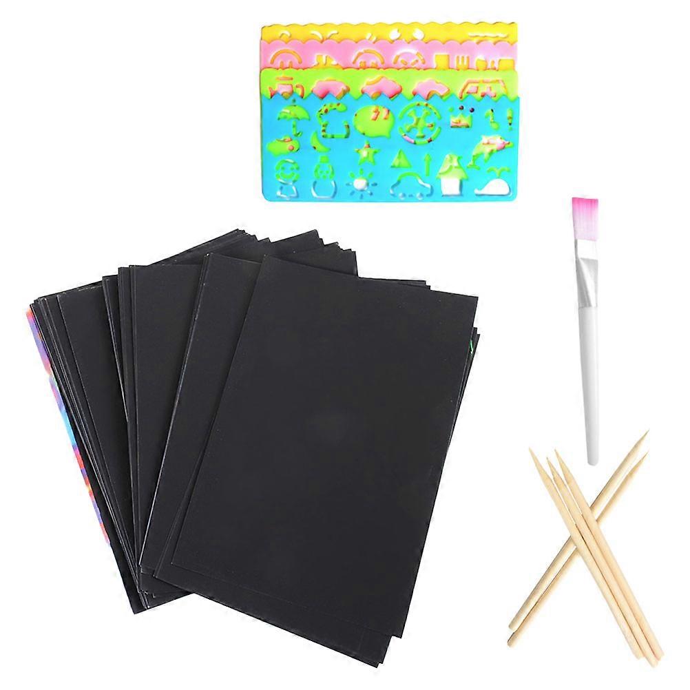 Scatcher Brush Kit Scratch Off Art and Crafts Kit DIY Projects Black Paper 1Set