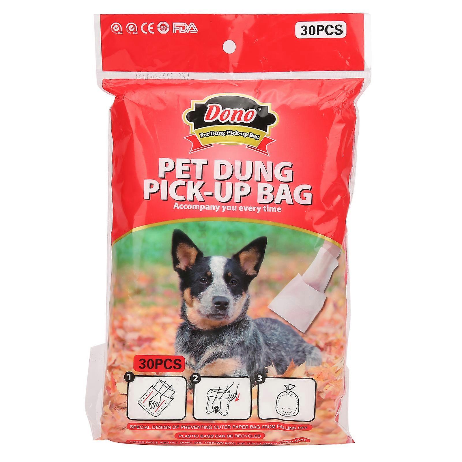 كيس نفايات مزدوج الطبقة يمكن التخلص منه الأليفة أنبوب اختيار حقيبة سميكة للحيوانات الأليفة الصغيرة المتوسطة (30 قطعة)