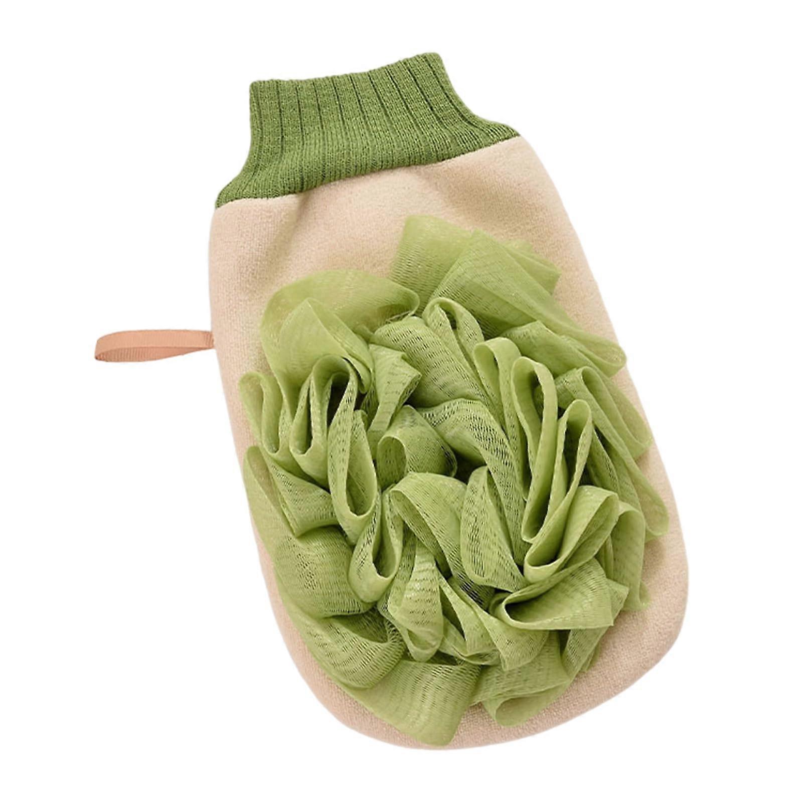 2in1 shower glove doublesided exfoliating scrub green