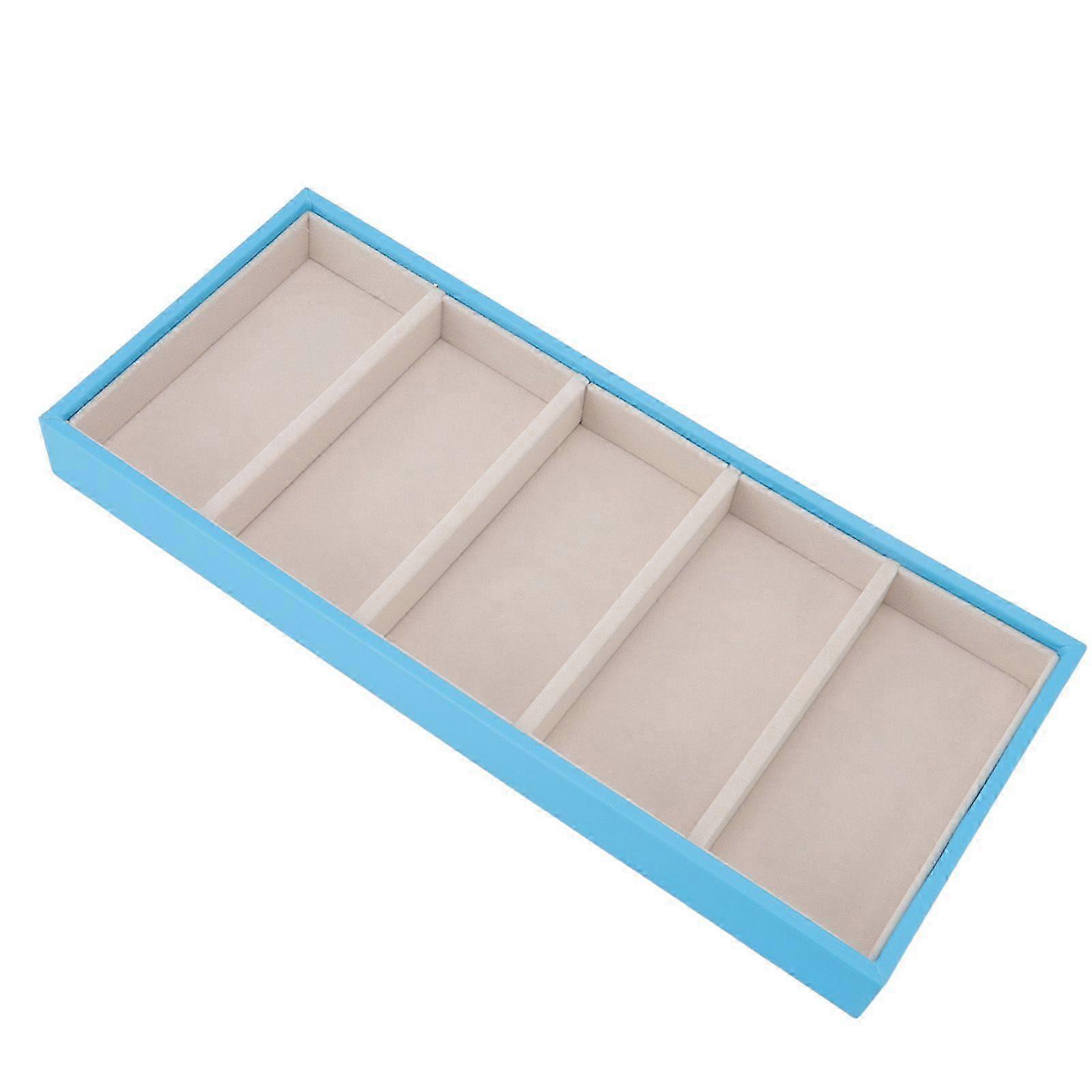5 Grid Glasses Case Multifunction Space Saving 5 Slot Sunglasses Storage Box Light Blue