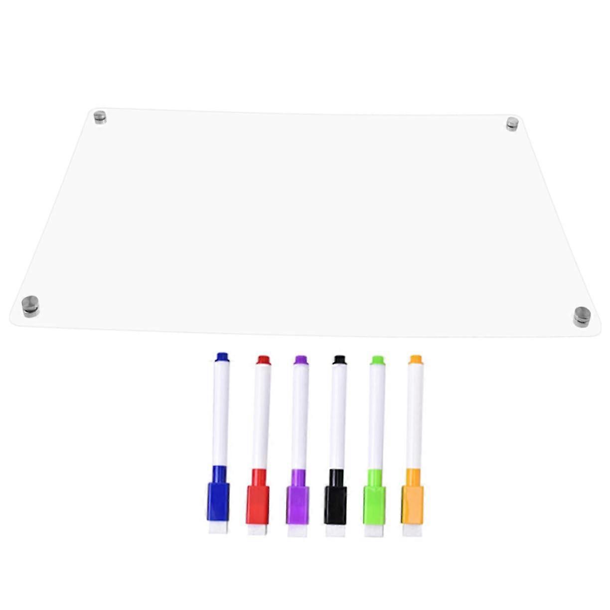 1 Set Magnetic Dry Erase Board for Fridge Reusable Noteboard with Markers for Shopping Lists, ToDo Lists, and Family Planner Transparent