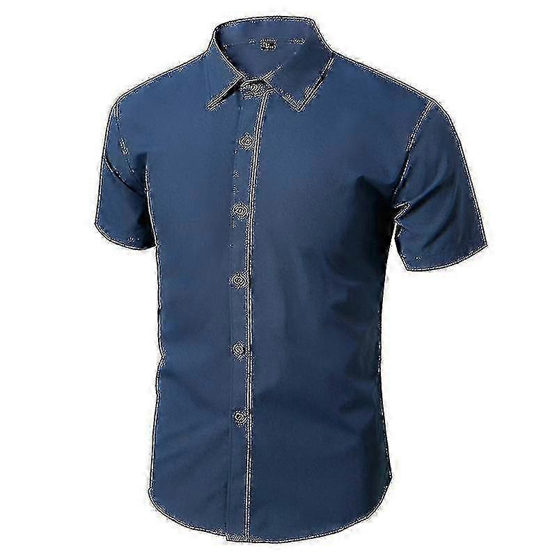 Men's Short Sleeve Solid Color Button Down Summer Shirt