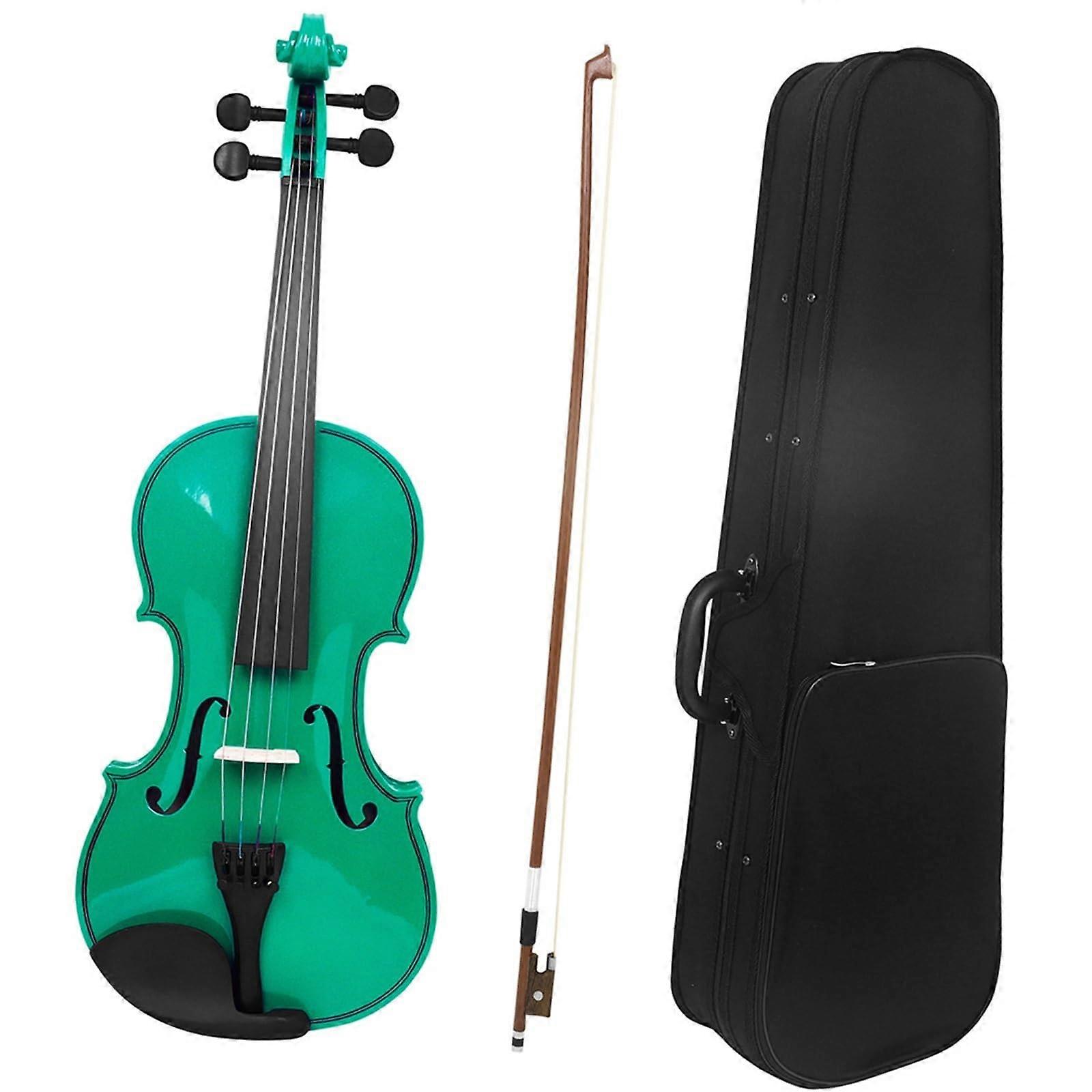 Violin Beginner 4/4 Size Solid Wood Green Violin for Adults with Enhanced Sound Quality and Easy Playability