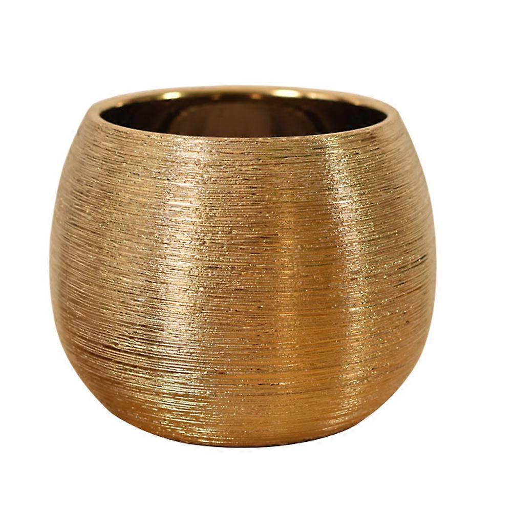 Here's a refined and attractive product description for your **1pc Gold Plated Ceramic Flower Pot Round Succulent Vase**:

 

**Elegant Gold Plated