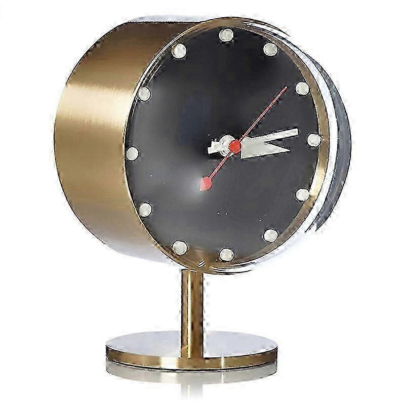 Table Clocks Retro For Decoration Modern Design Brass Quartz Silent Desktop Clock Home Decor(gold)