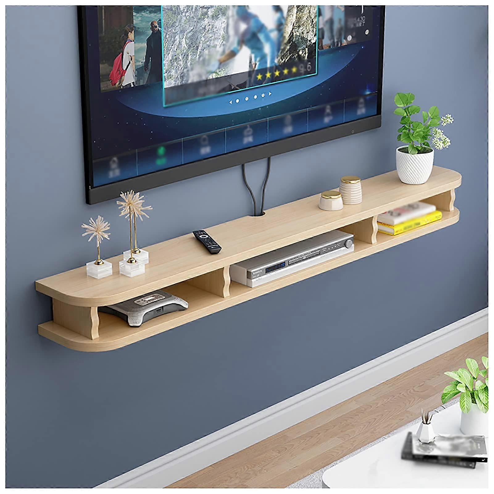 Floating TV Shelf, Wall Mounted Stand, Media Console, with Cable Holes (BeigeA 160cm)