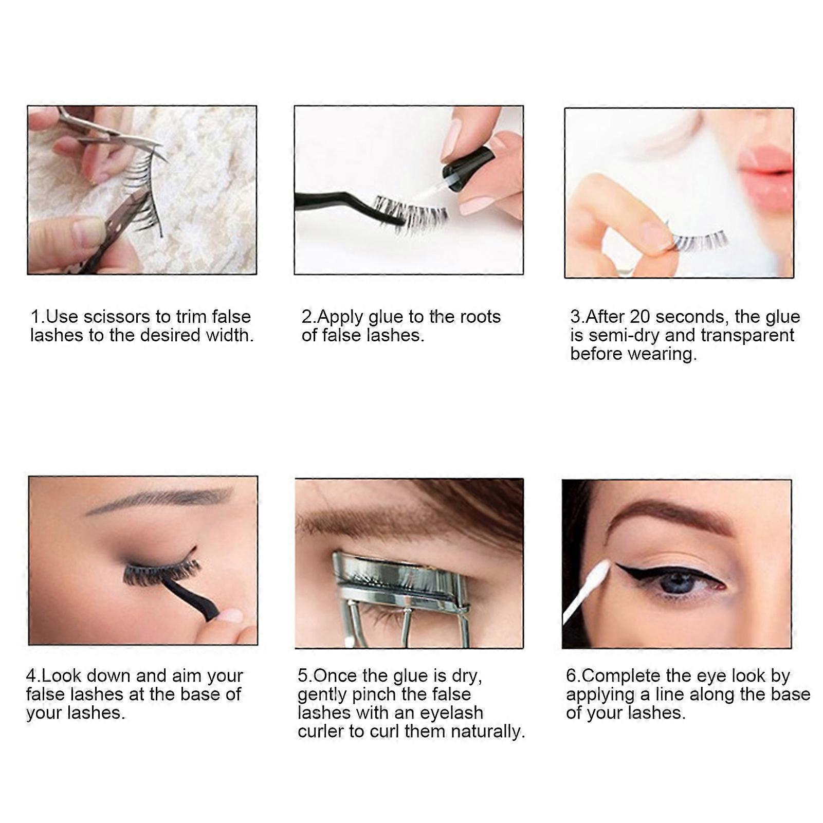 10 Pairs Long Dense Reusable Self-Adhesive False Eyelashes Quick Paste Lashes for Daily Party Cosplay Eye Makeup