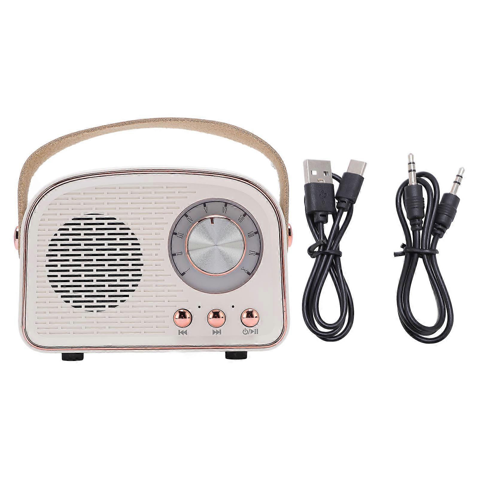 Retro Bluetooth Speaker - Portable Vintage Design, High-Quality Sound, White DW21