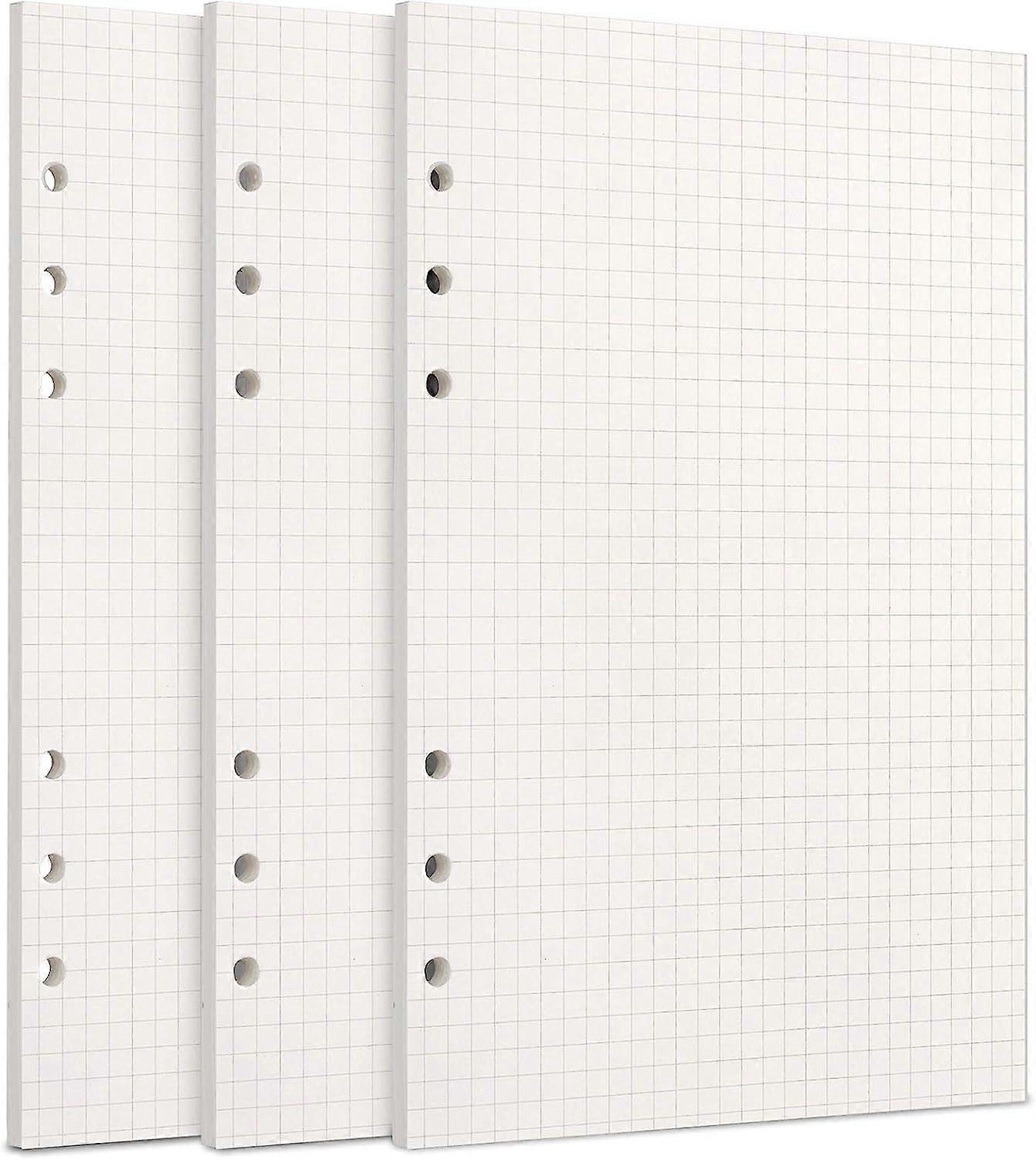 Checked Paper 3 Pack Refill Paper A5, 135 Sheets 6 Holes Replacement Sheets Refill Paper for Notebook, Journal, Sketch, Painting
