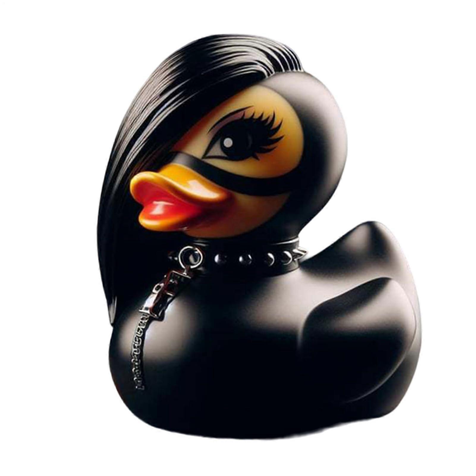 Punk Goth Duck Car Bobblehead For Dashboard And Rearview Mirror Harz Devil Figurine Gothic Home Decor