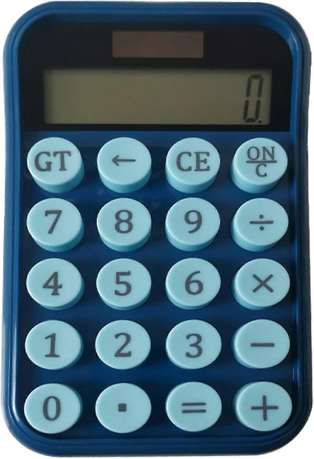 ZENGO Round Button Calculator Mechanical Keypad Calculator with 12Digit Display Calculator for Students and Professional,Blue