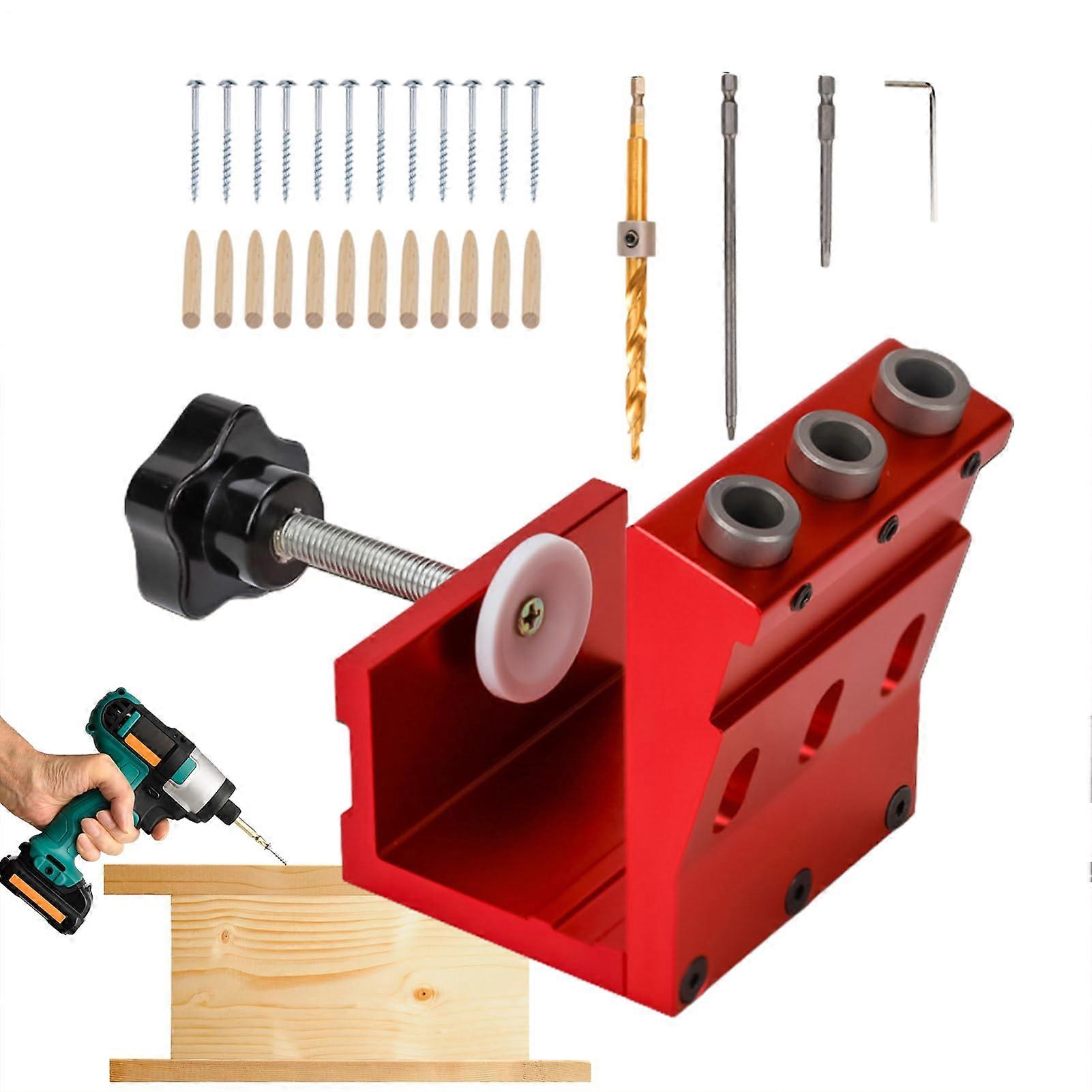 Pocket Hole Jig System Adjustable Aluminum Compact Saw Drill Guide Suitable For Woodworking And Cabinetmaking Robust Jig