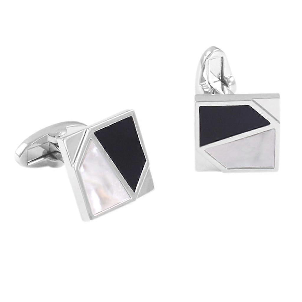 Cufflinks for men's shirts with agate and shells, black and white, for weddings, sleeve buttons (witfruit Peach5, onesizefitsall)