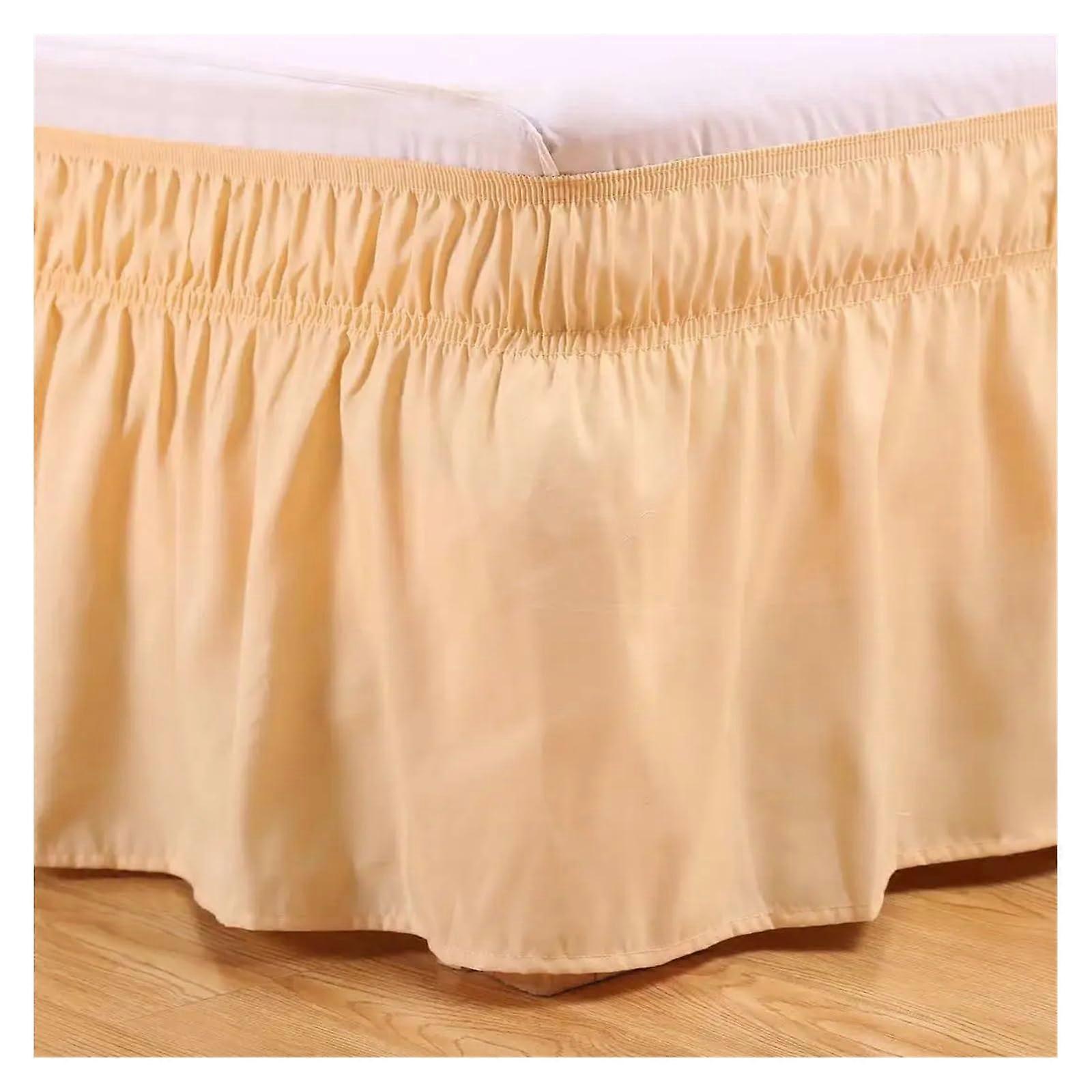 Bettrock, Bettvolant USO for wrapping, elastic bed skirts, Full 54x75x15 inch Beige Yellow