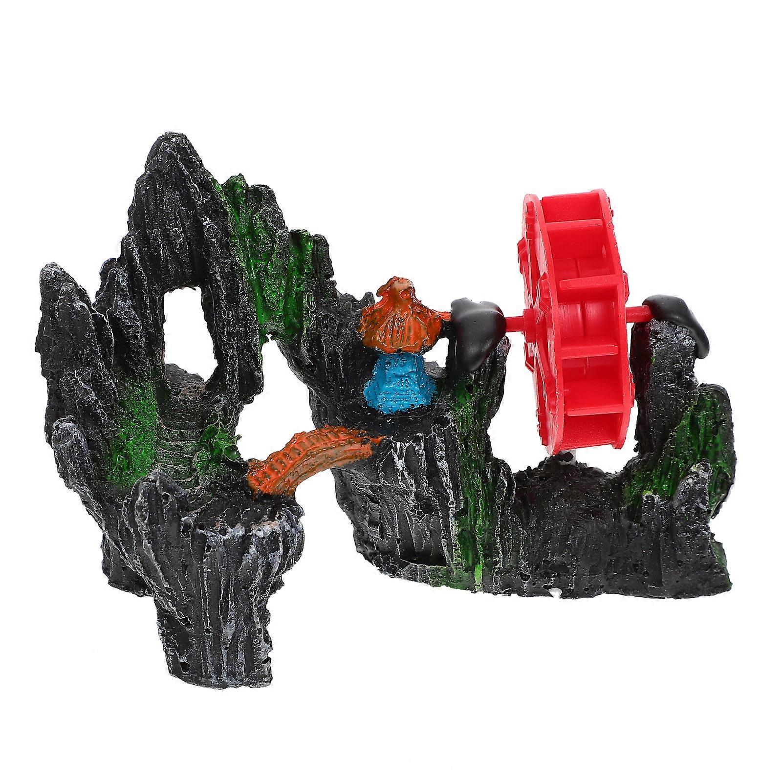 Fish Decoration Aquarium Fish Tank Simulation Rockery Water Pump Compatible 13X9CM No Fading 1Set
