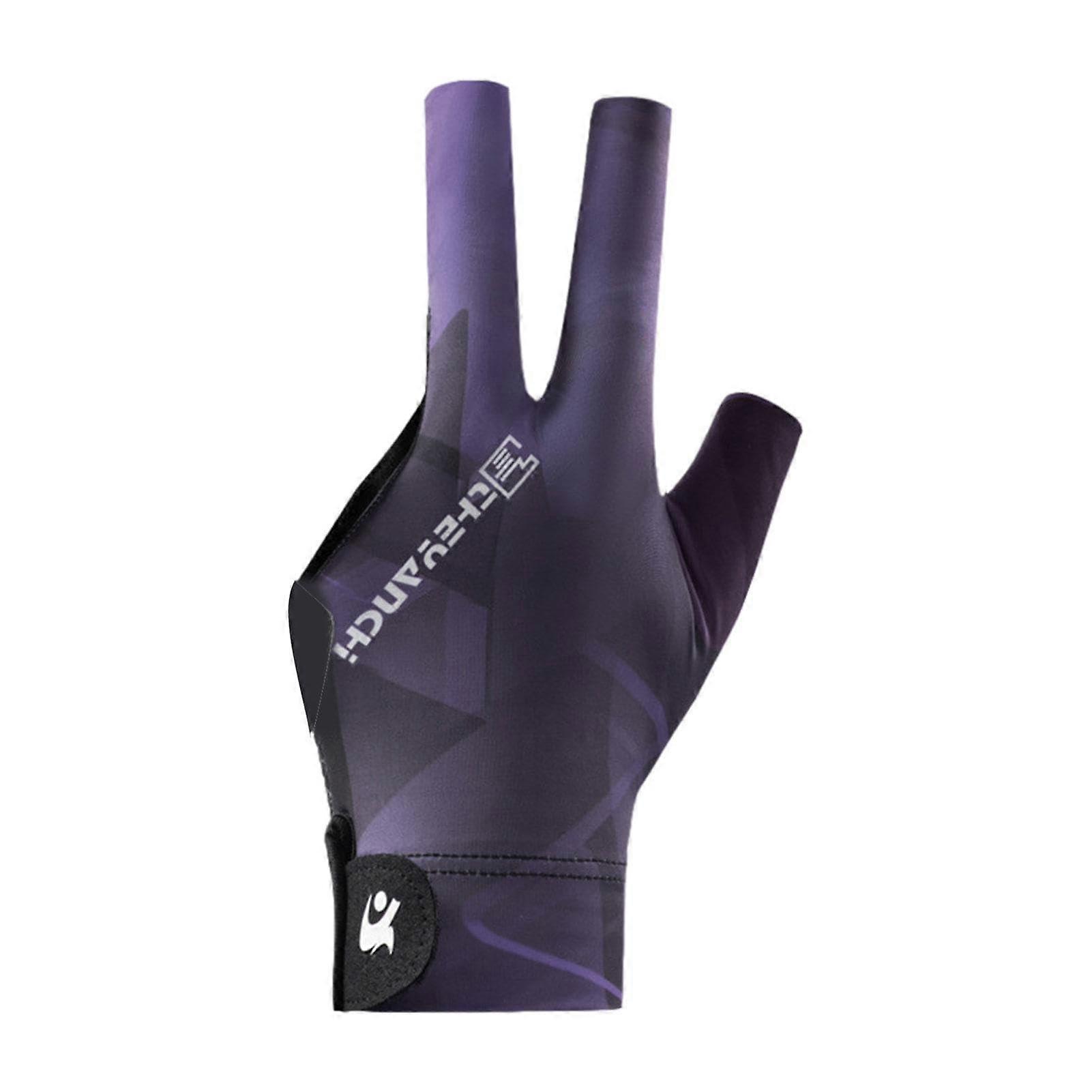 Three Finger Pool Gloves Comfortable NonSlip for Women Men Teens Black Purple Left Ref: 8195