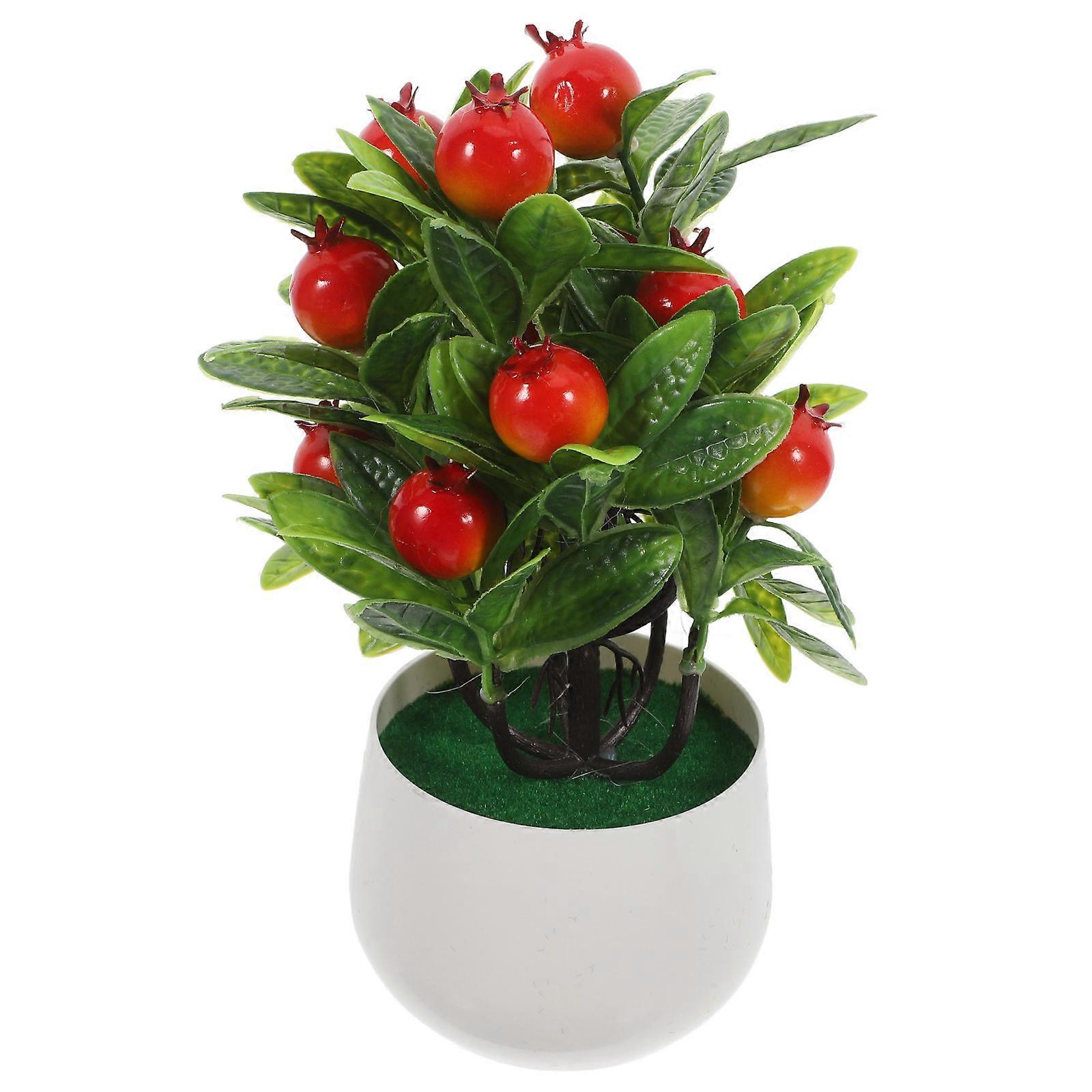 Realistic Artificial Bonsai Tree with Artificial Fruits for Decoration in Multi Color ABS PVC and Foam 4.5 Inches Tall