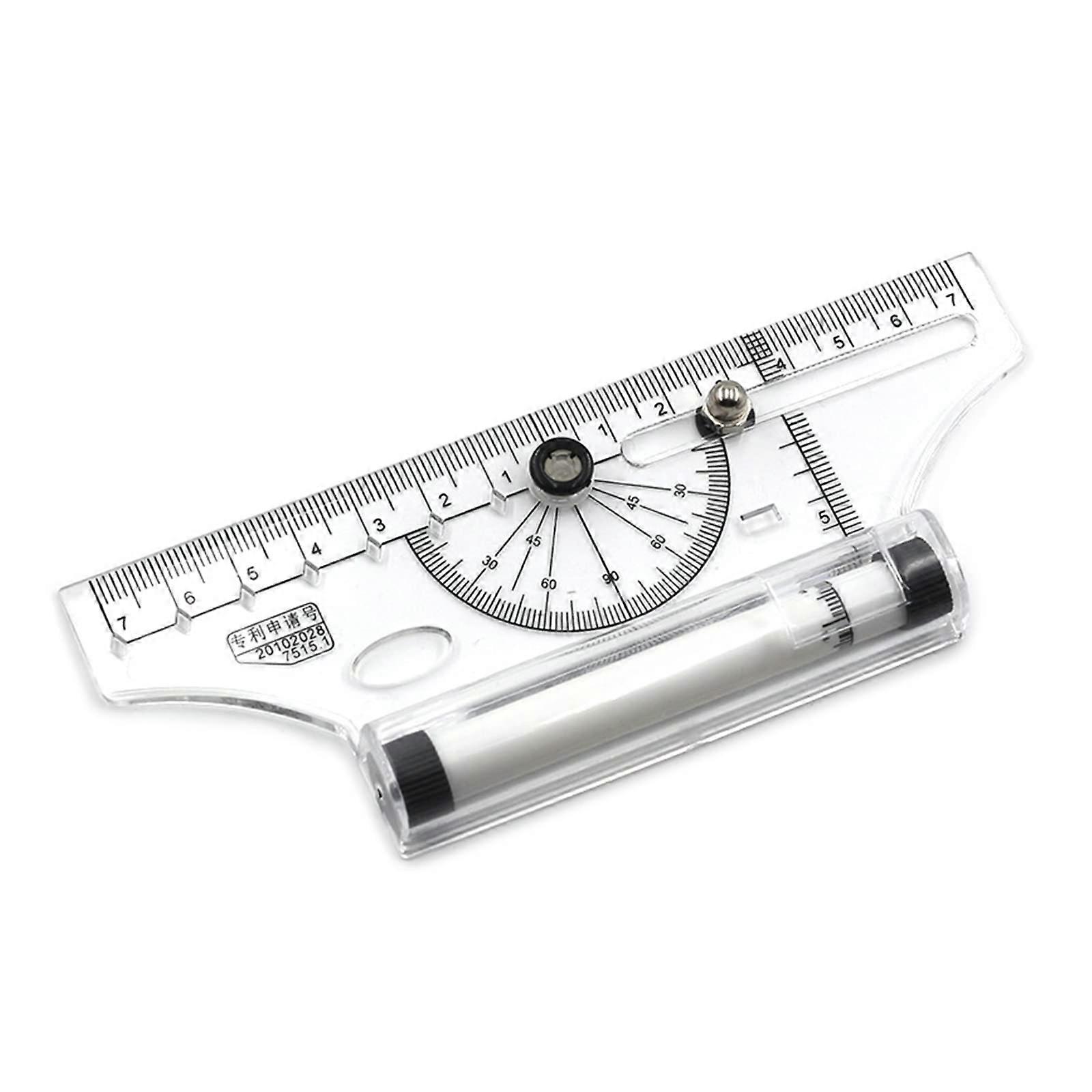 Kids Ruler Metric Curve Ruler Triangle Angle Parallel Compass Multipurpose Rolling Plastic Ruler for Drawing and Centering