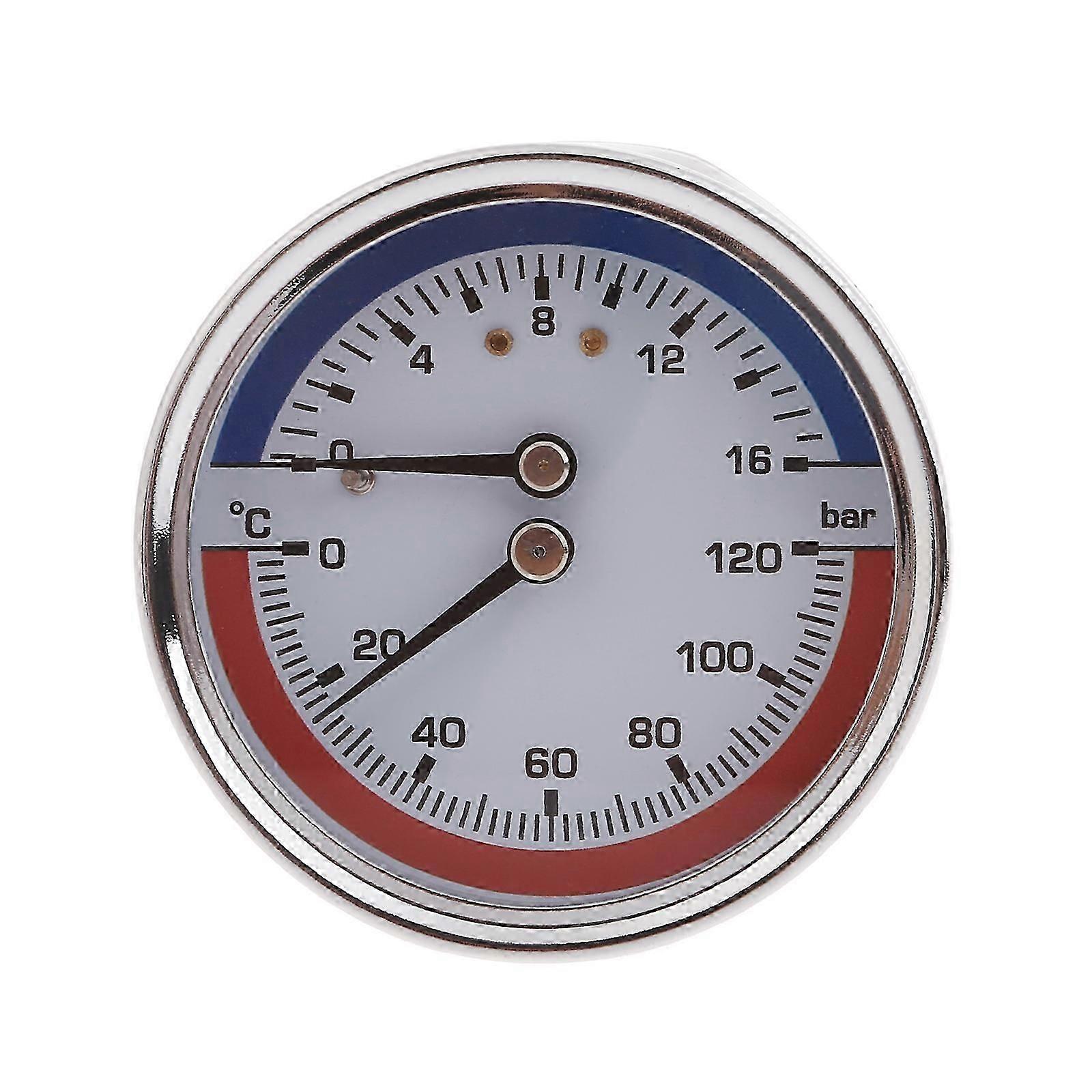 Metalltermomanometer Panna Temperaturmätare 0-16Bar 0-120 Tryckmätare för golvvärme