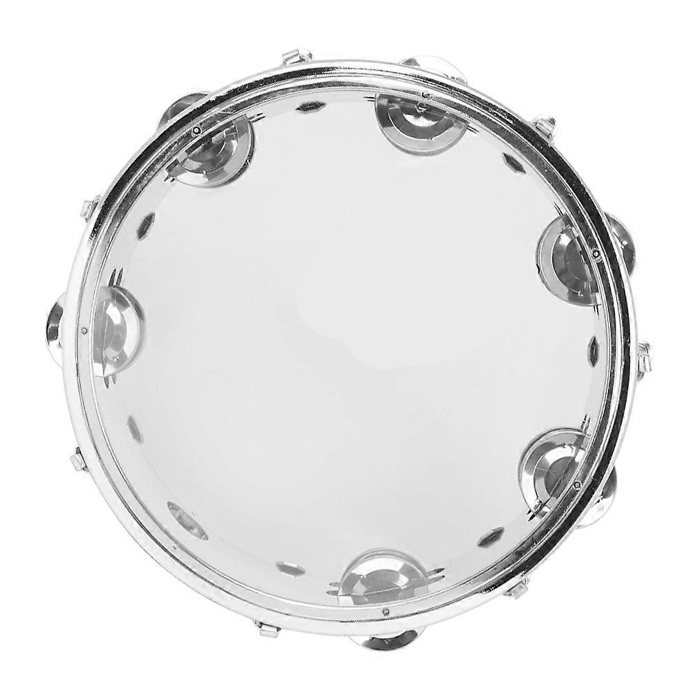 Percussion Instrument Double Row Tambourine for Music Class Students Hand-Brain Coordination Metal Material 22X22X5.2CM 1Set