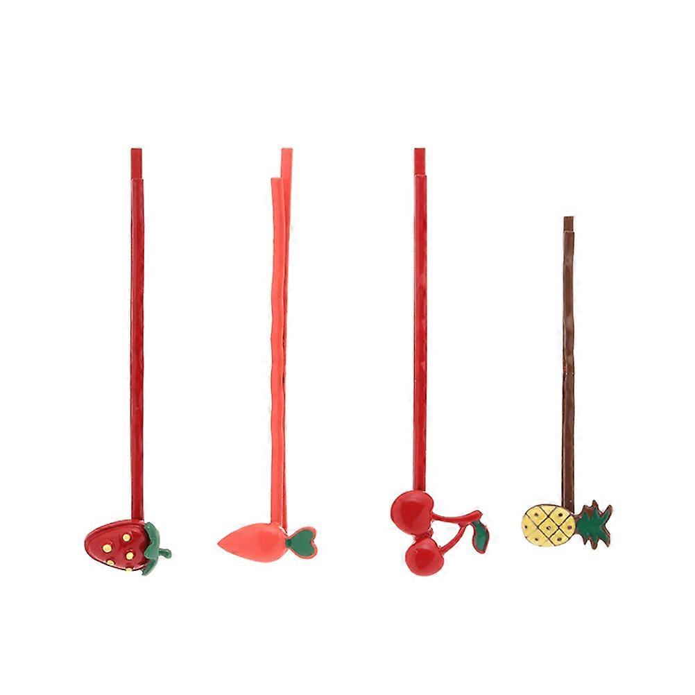 Girls Hair Accessories Fashionable Fruit Design Bobby Pin Daily Wearing Random Color 4Pcs