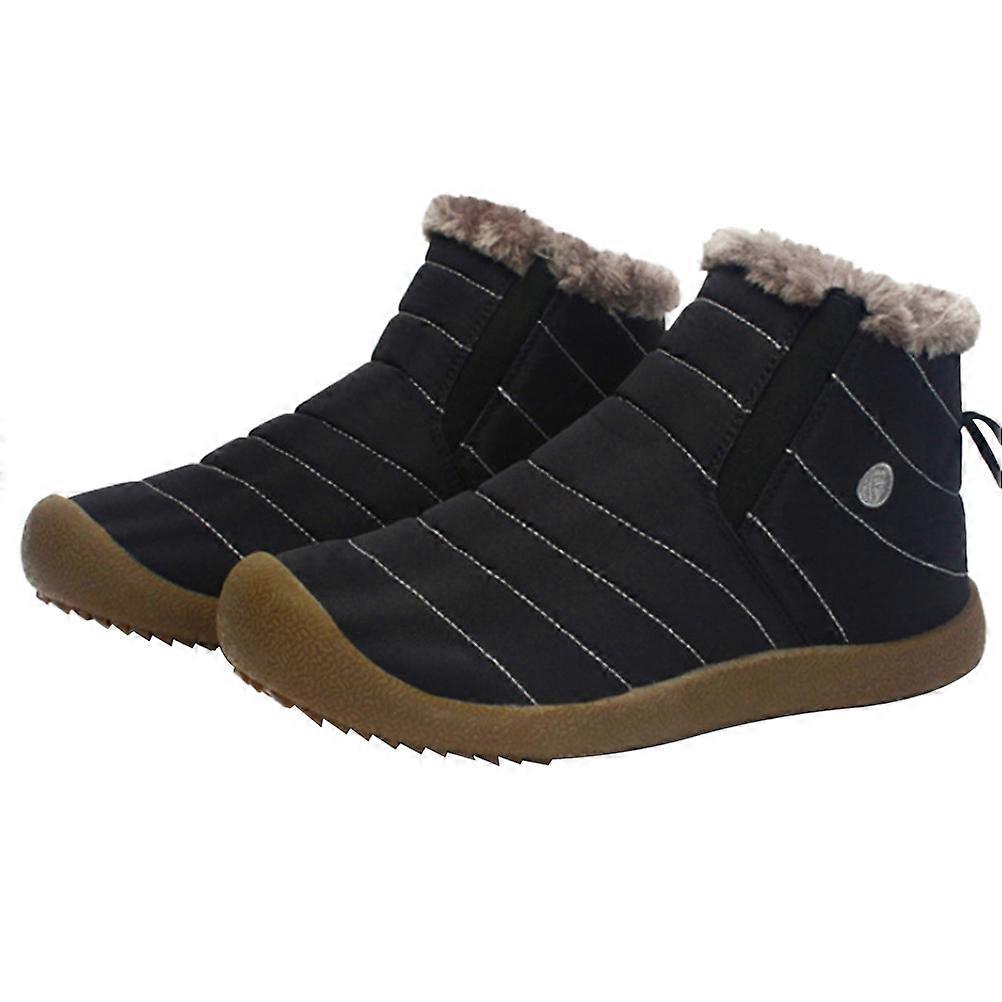 Mens Winter Boots AnkleHeight Durable Sole Black For Winter 1Pair