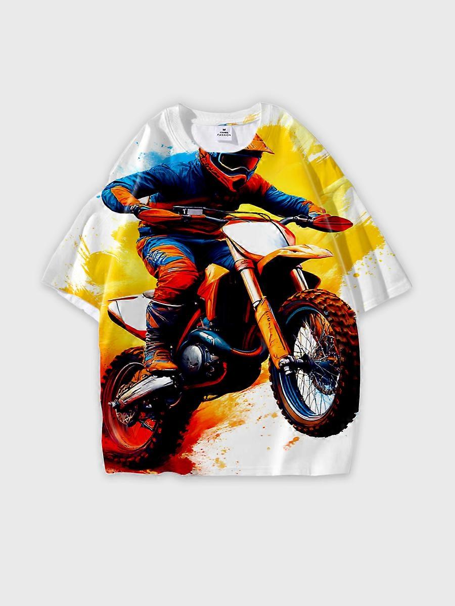 T-shirt round neck Pattern loose short sleeve E556