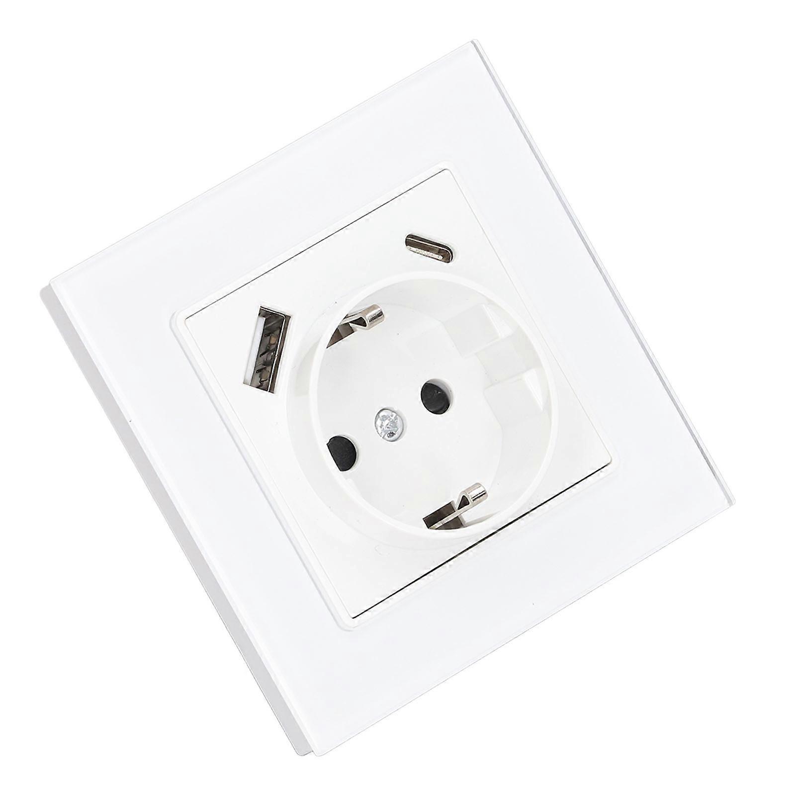Standard Type C 5V 2.1A USB Concealed Mounted Socket Tempered Glass Panel Wall Socket 82 Type AC250V 3520W