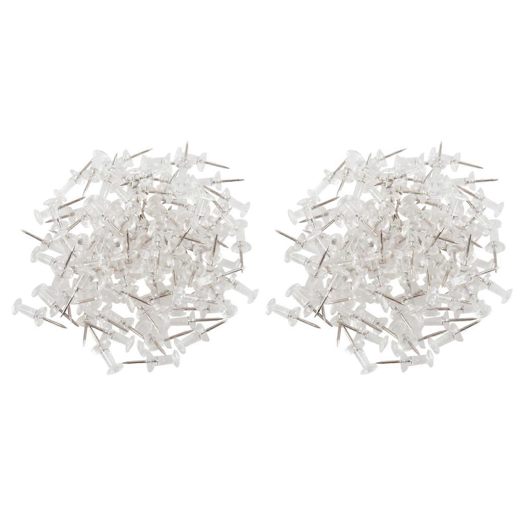 200 Pcs Push Pin Thumb Tack Clear Color 3/8Inch Drawing Cork Board Office Pushpin