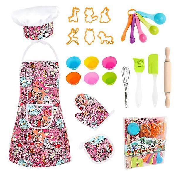 Adjustable Apron and Chef Hat Set for Children, Kitchen Clothes for Baking