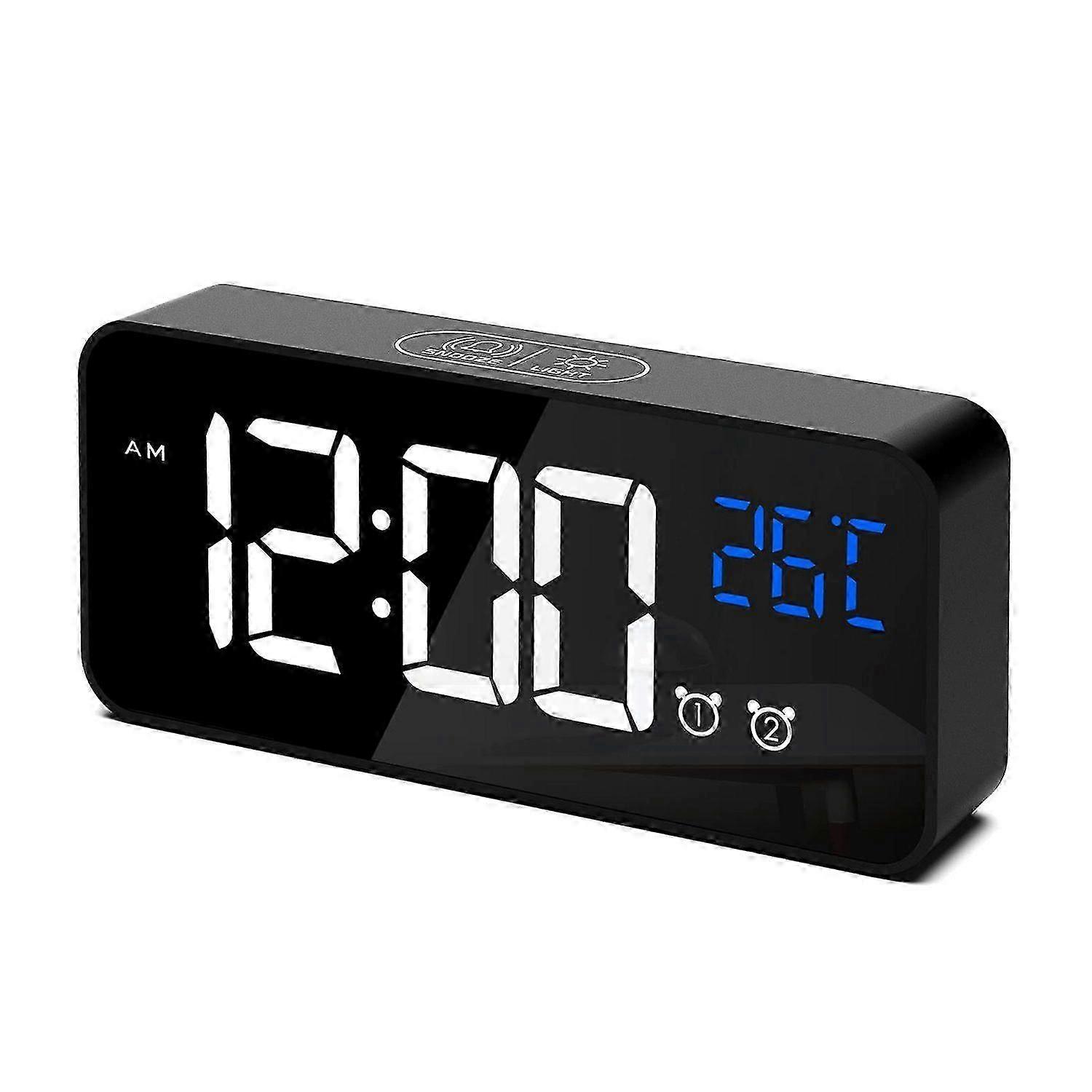 Digital Alarm Clock with LED Temperature Display, Table Clock with 13 Music, USB Charging Feature