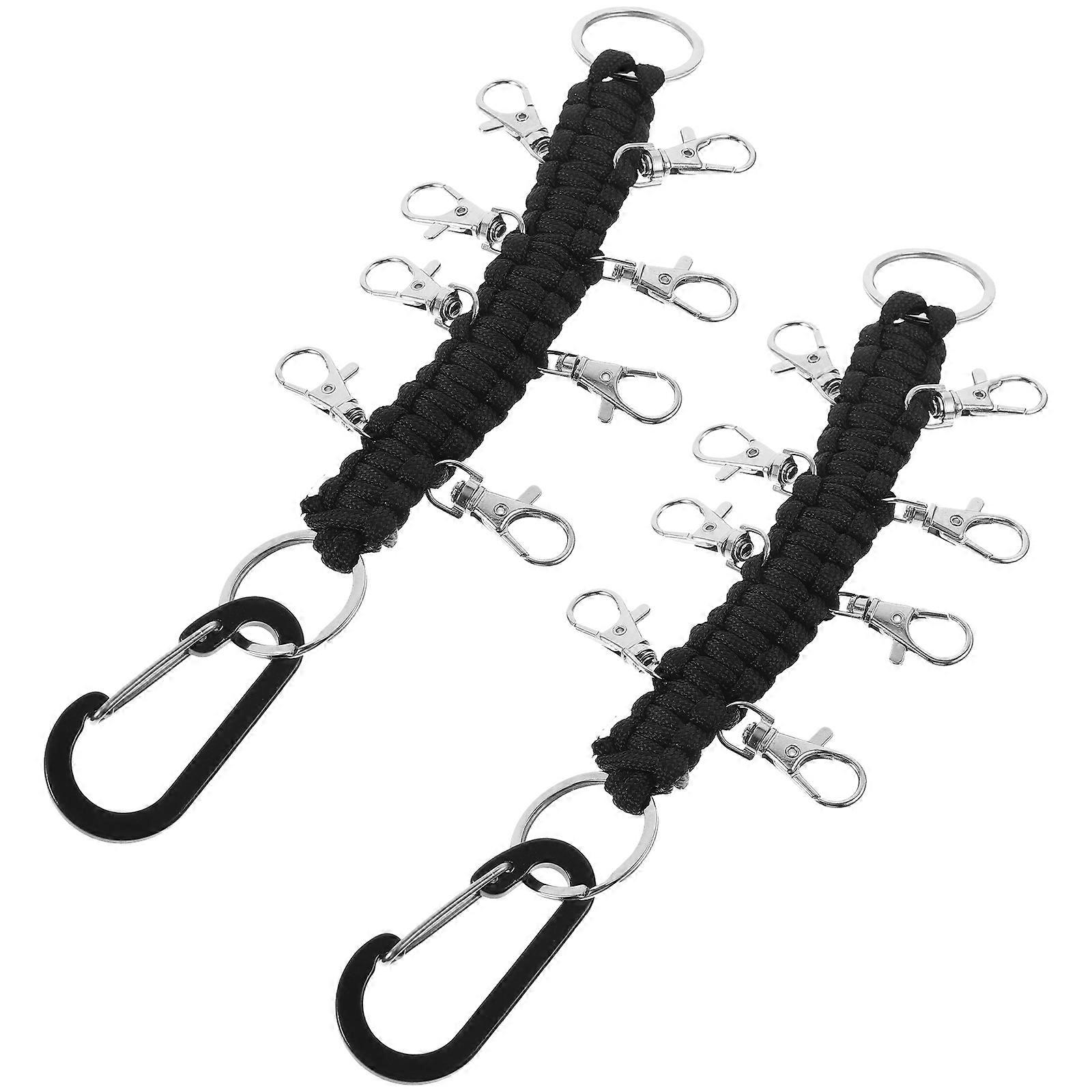 Multi-Functional Key Lanyard For Outdoor 2Pack Black Classic Shape Cheer Bow Holder With High Strength Material