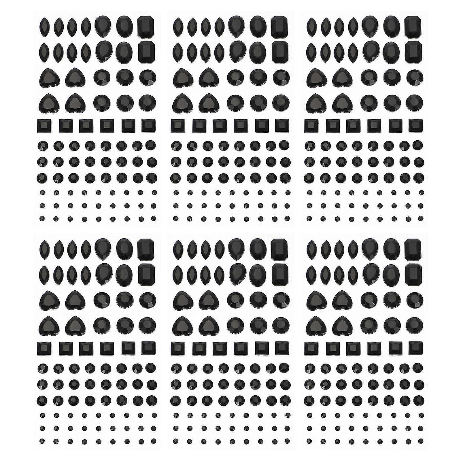 DIY Crystal Stickers for Decoration Made of Acrylic Black Color 6 Sheets