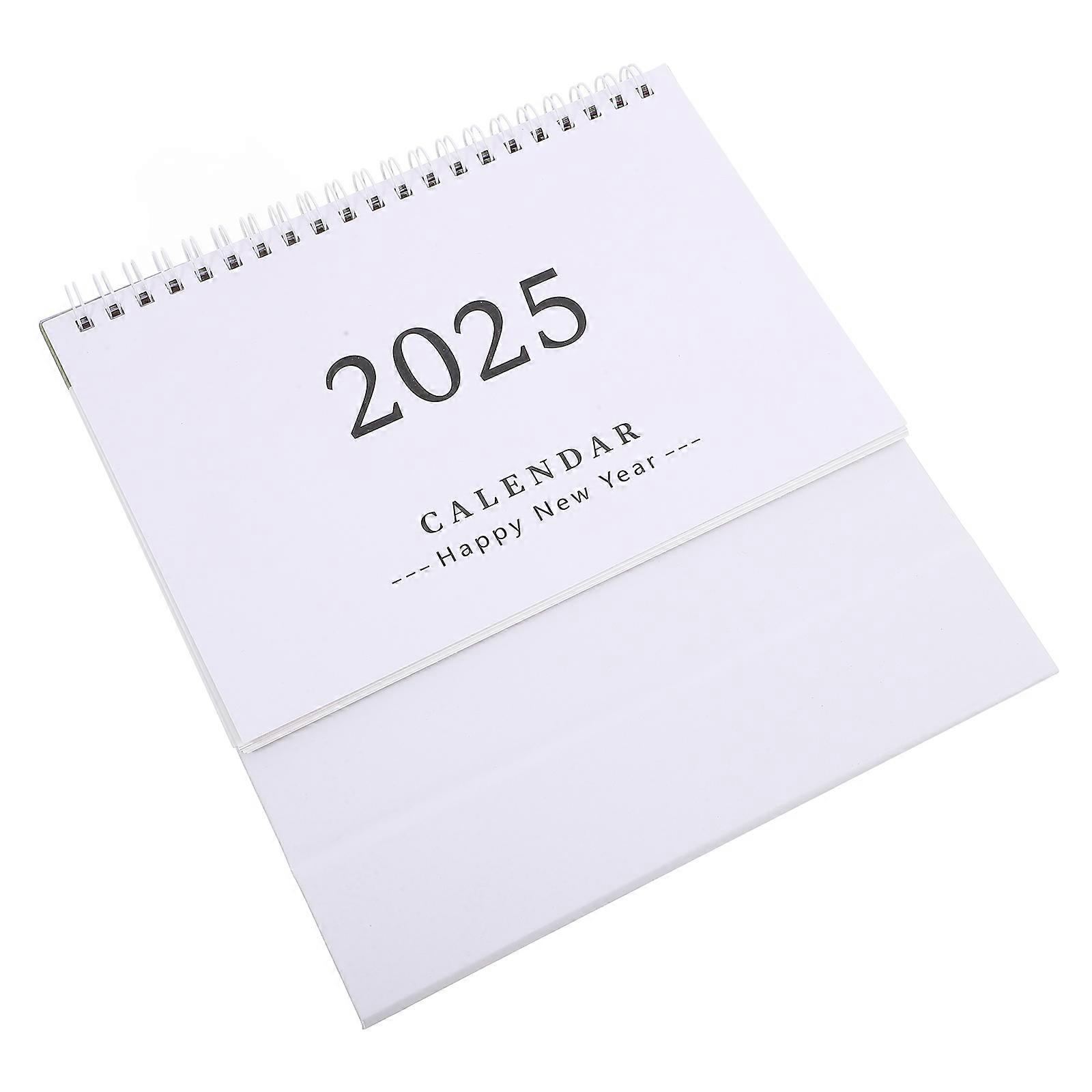 Spiral Binding Desk Calendar White Minimalist Desktop Monthly Planner Thick Paper Double Wire Binding Office Home Use