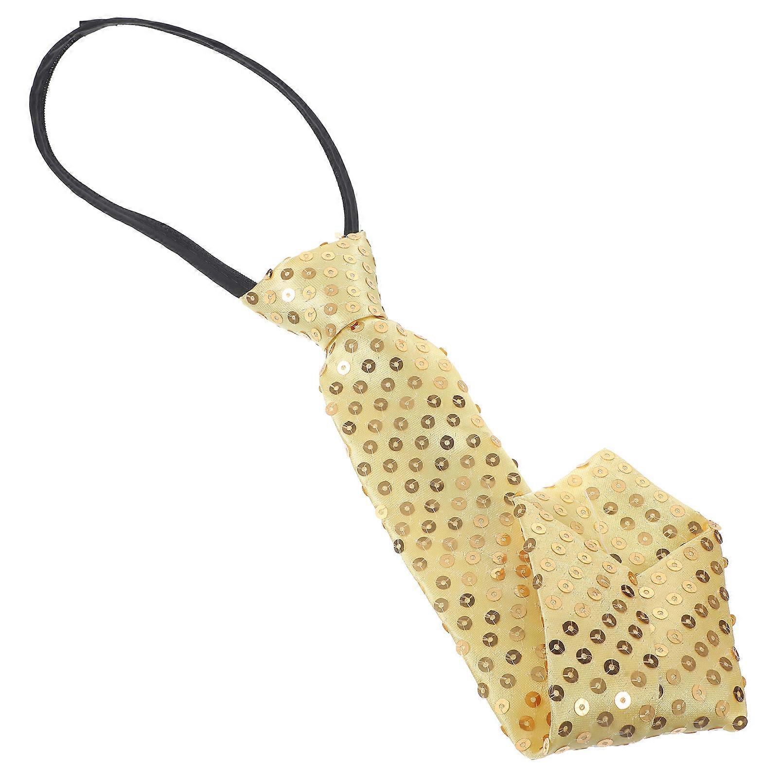 Gold Sequin Necktie for Men – Lightweight & Skin Friendly Decorative Tie for Parties, Festivals, Dance Shows, and Dress Up Events – Standard Size