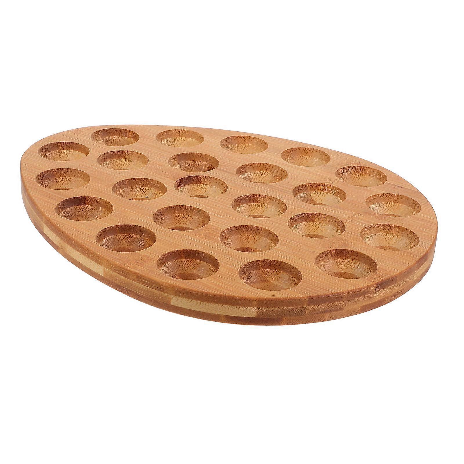 Wooden Egg Tray for Kitchen with Natural Wood Material and Light Yellow 24 Eggs Efficiently