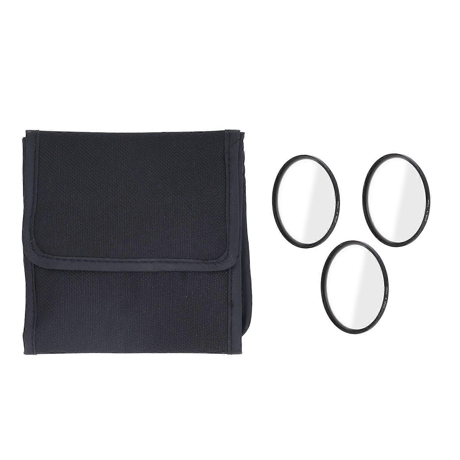 77mm Star Filter 3 Pieces  Lens Filter 4 Points 6 Points 8 Points with Filter Pouch for DSLR Cameras