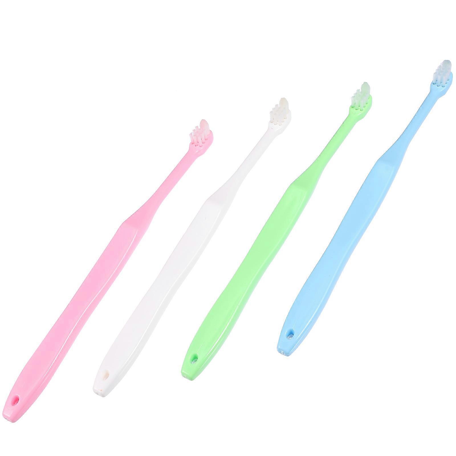 Soft Toothbrushes Single-End Design Daily Use Assorted Color 18X1.8cm Orthodontic Cleaning 4Pcs
