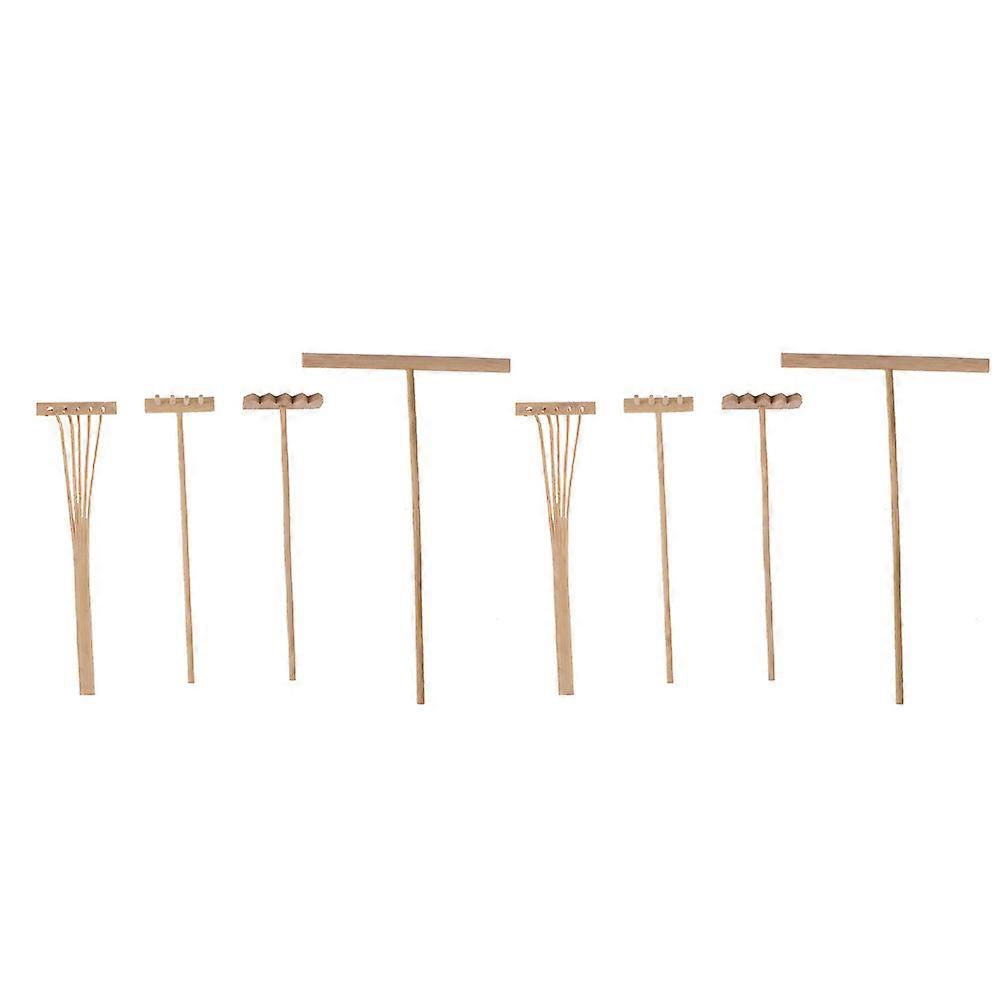 Mini Zen Garden Rake for Decor Use Synthetic Material Light Yellow 8pcs