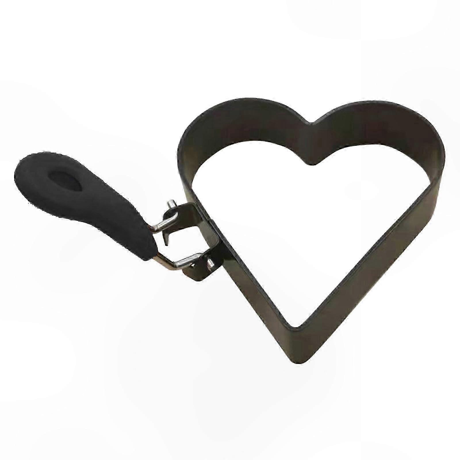 Heart Shape Eggs Rings Stainless Steels Molds with Foldable Handle for Frying Eggs and Baking Breakfast Sandwiches Red