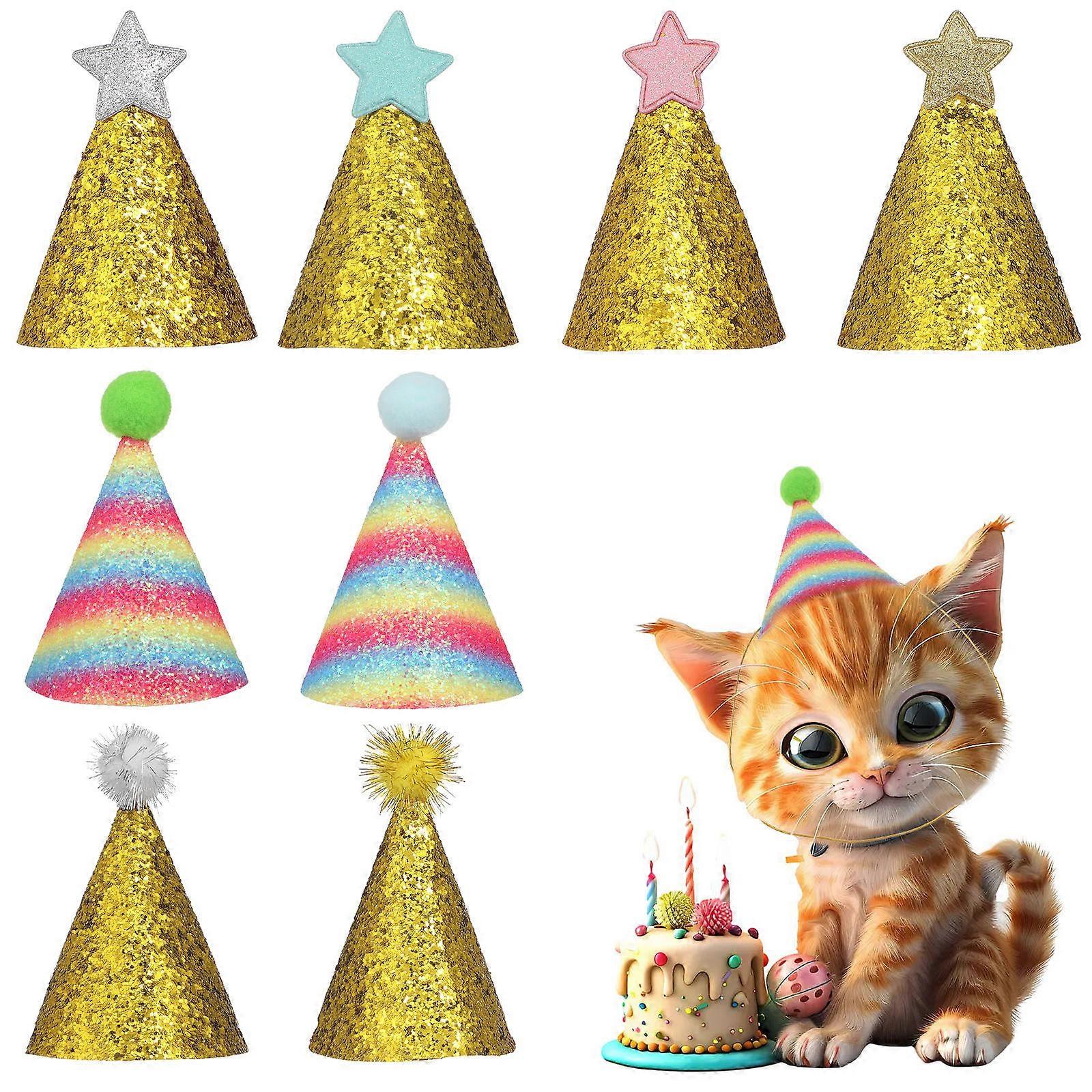 Glitter Birthday Hats for Dogs and Cats with Festive Design Fabric Pet Party Decor Lightweight Comfortable Fit