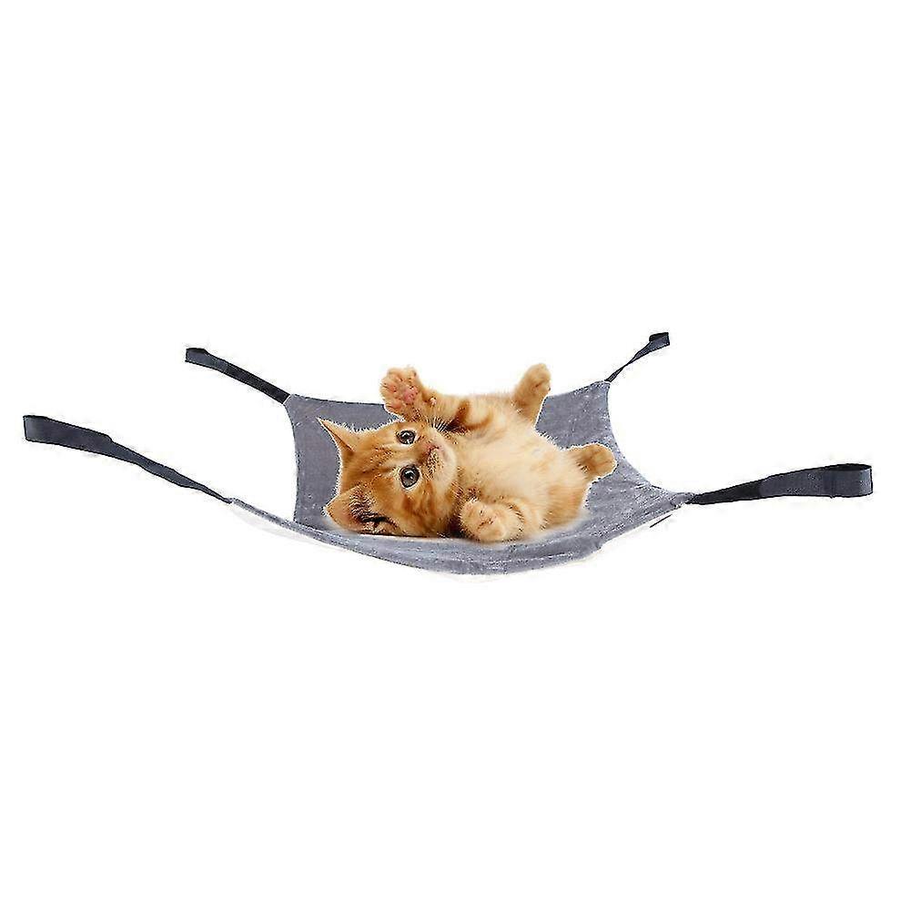 Warm Cat Hammock Hanging Bed with Double-Sided Hook and Loop - Cozy Beige & Grey Pad for Cats and Kittens