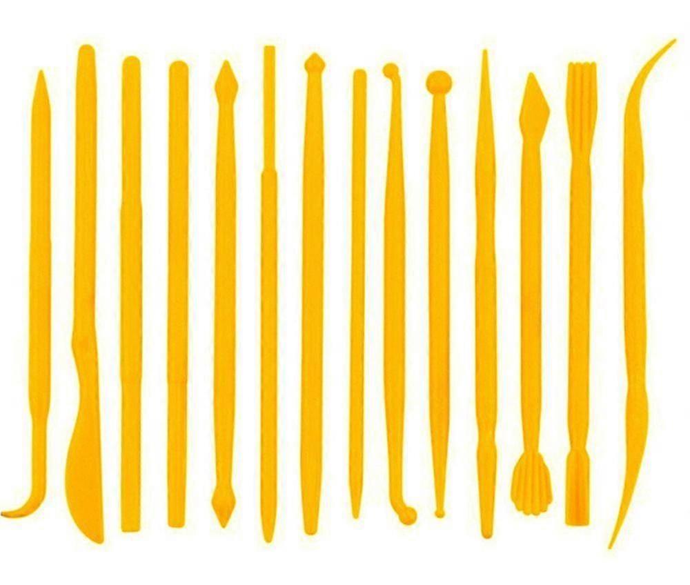 14pcs Set Plastic Crafts Clay Modeling Tool For Shaping And Sculpting (yellow)