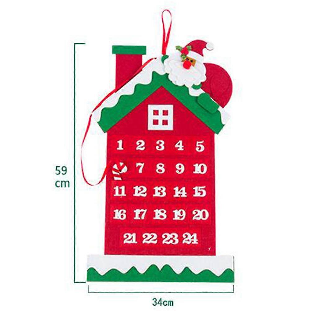 Christmas Countdown Calendar with 24 Days Detachable Ornaments Made of Non Woven Fabric for Decoration Green Large Size