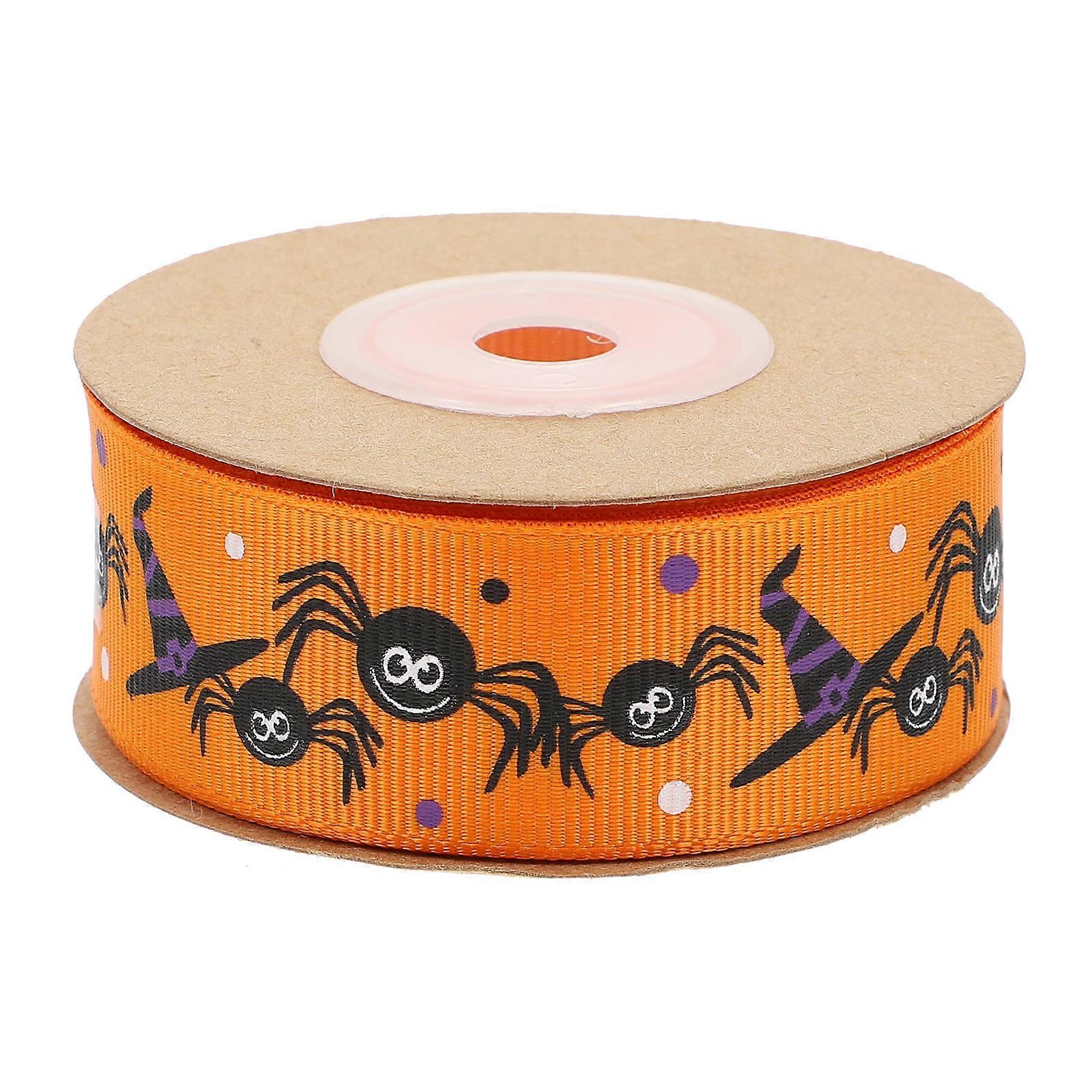 Party Printed Ribbons Decorative Ribbon 1 Roll 10 Yards X 2.5CM Creative Halloween Design Perfect For Gift Wrapping Orange
