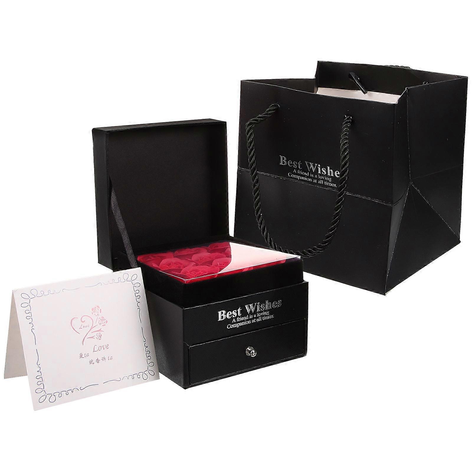 Flower Jewelry Box for Storage Assorted Color Stylish Plastic and Paper Design 1 Set